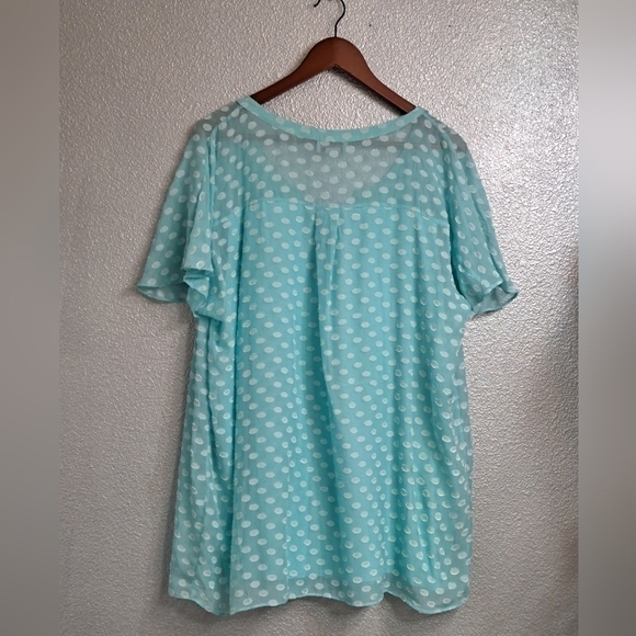 Soft Surroundings Sea Foam Green Button Up With Flutter Sleeves - Picture 2 of 4